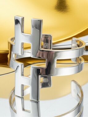 Authentic NWT Tory Burch Bold Statement Polished Silver Hicks LargeCuff Bracelet